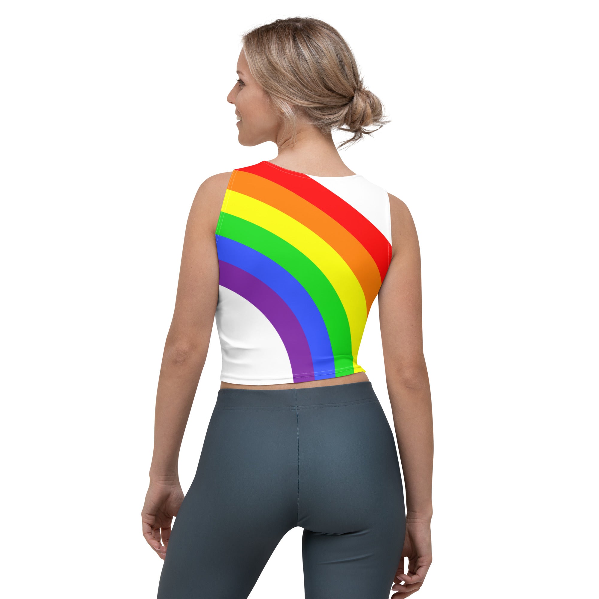 Crop Top- Rainbow on White