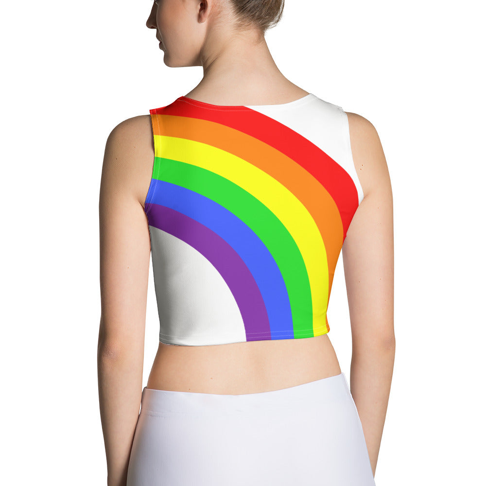 Crop Top- Rainbow on White