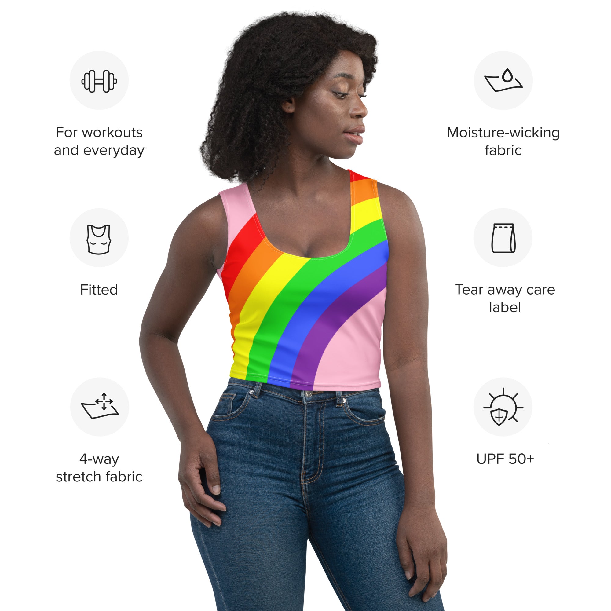 Crop Top- Rainbow on Pink