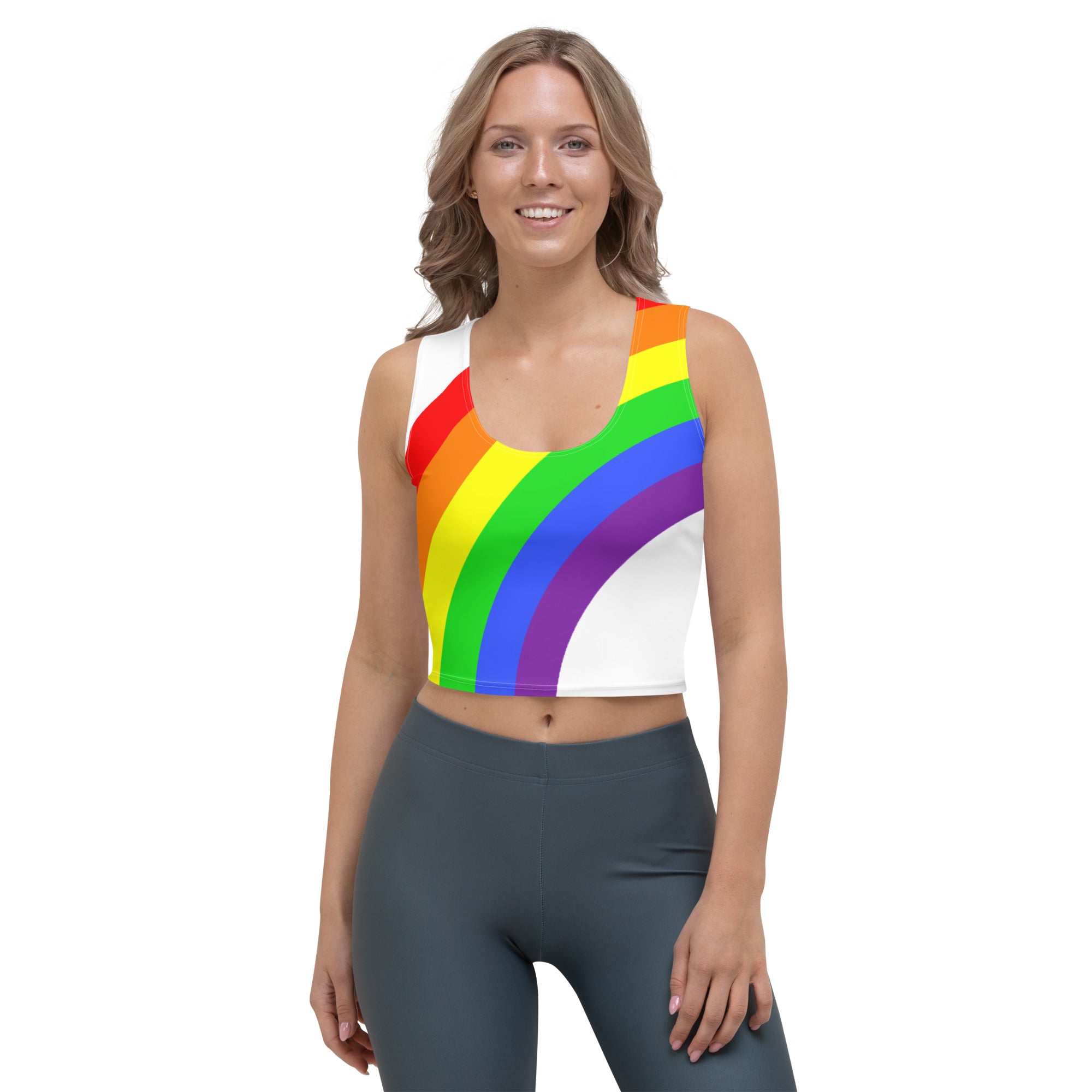 Crop Top- Rainbow on White