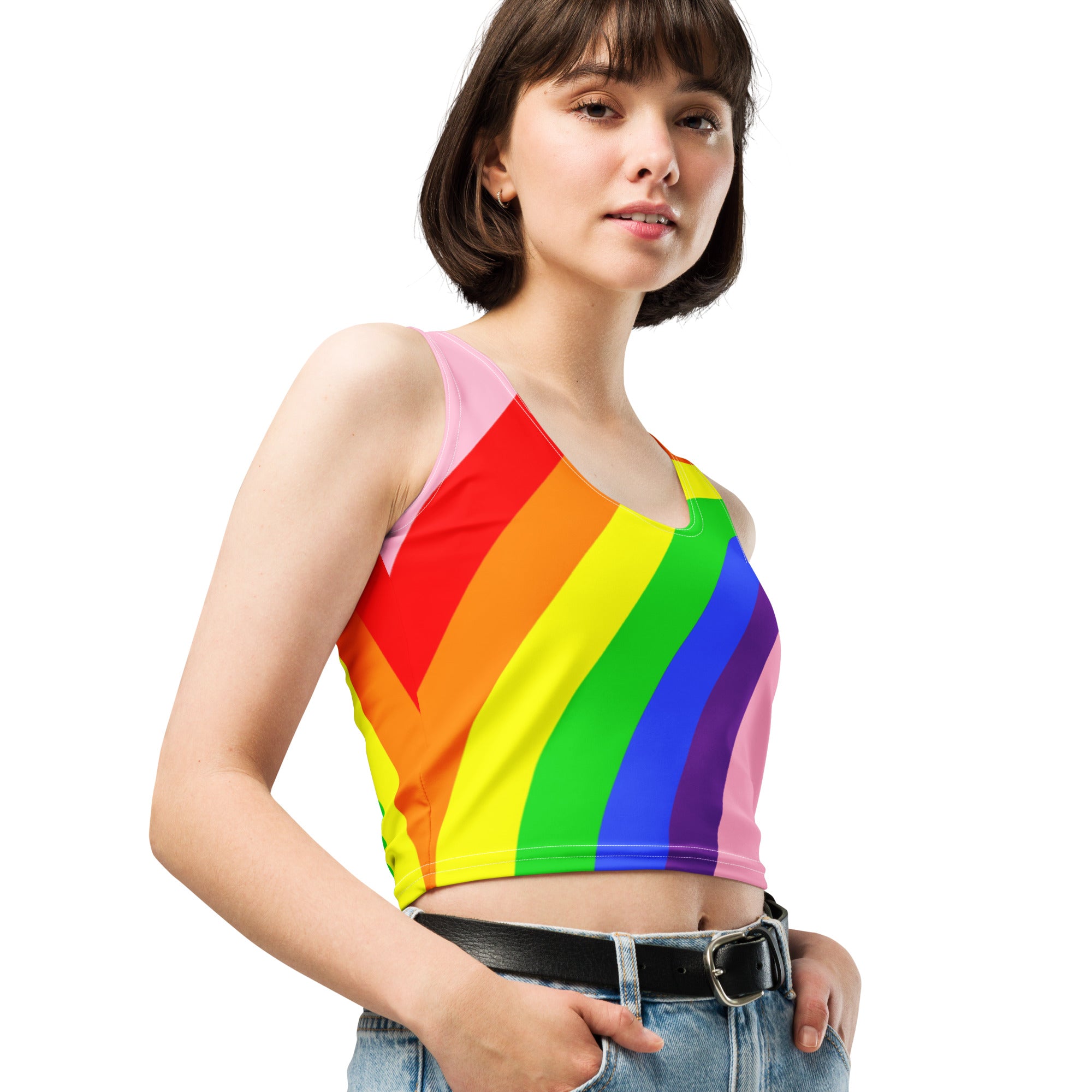 Crop Top- Rainbow on Pink