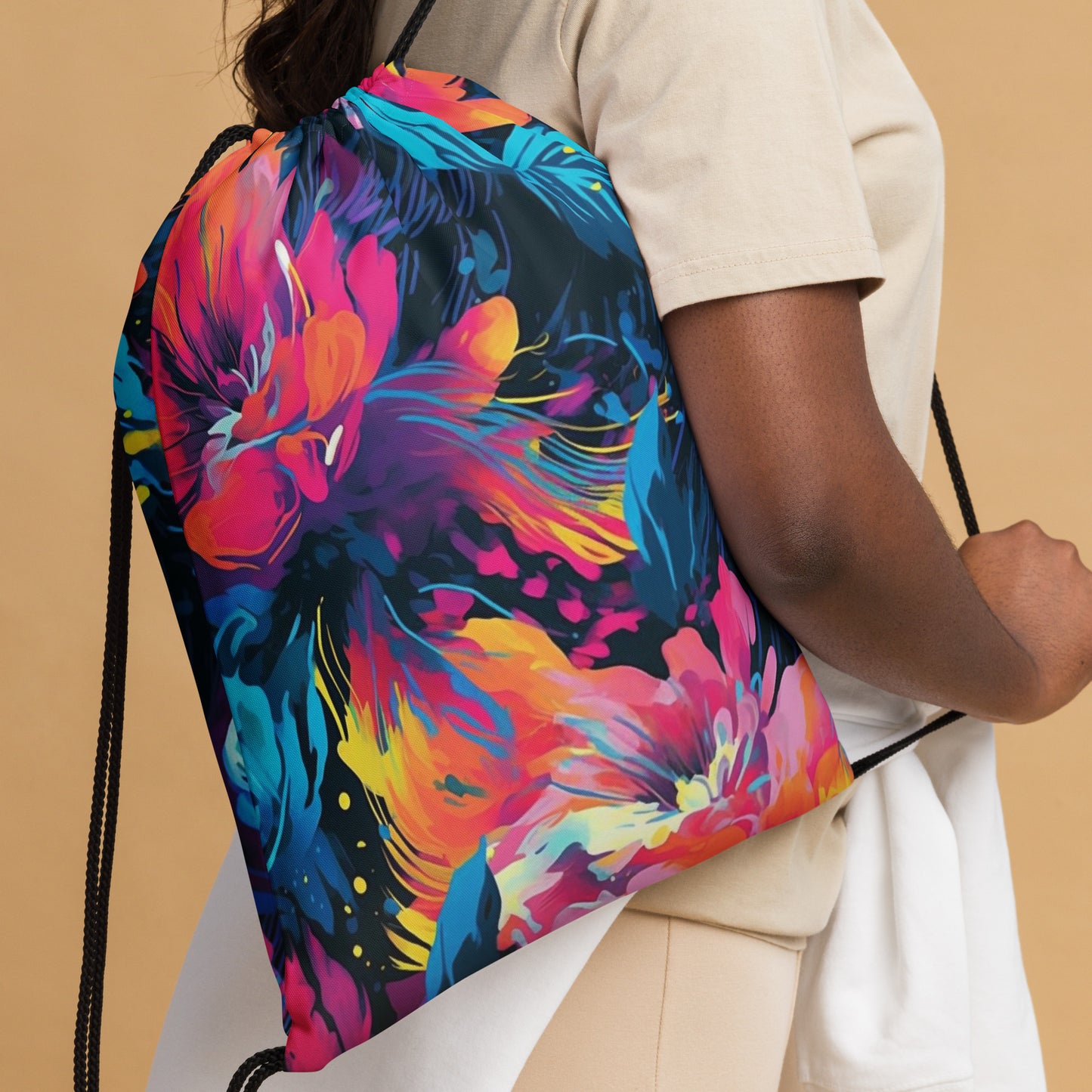 Drawstring bag- Watercolor Summer flowers 03