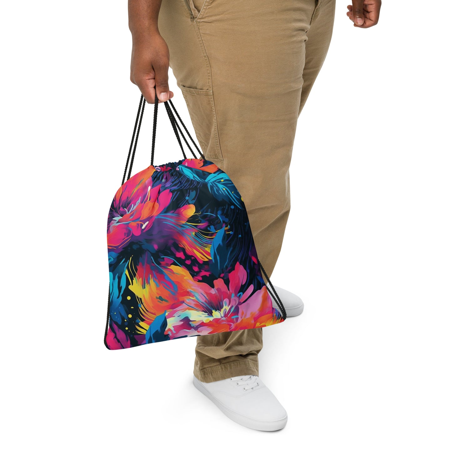 Drawstring bag- Watercolor Summer flowers 04