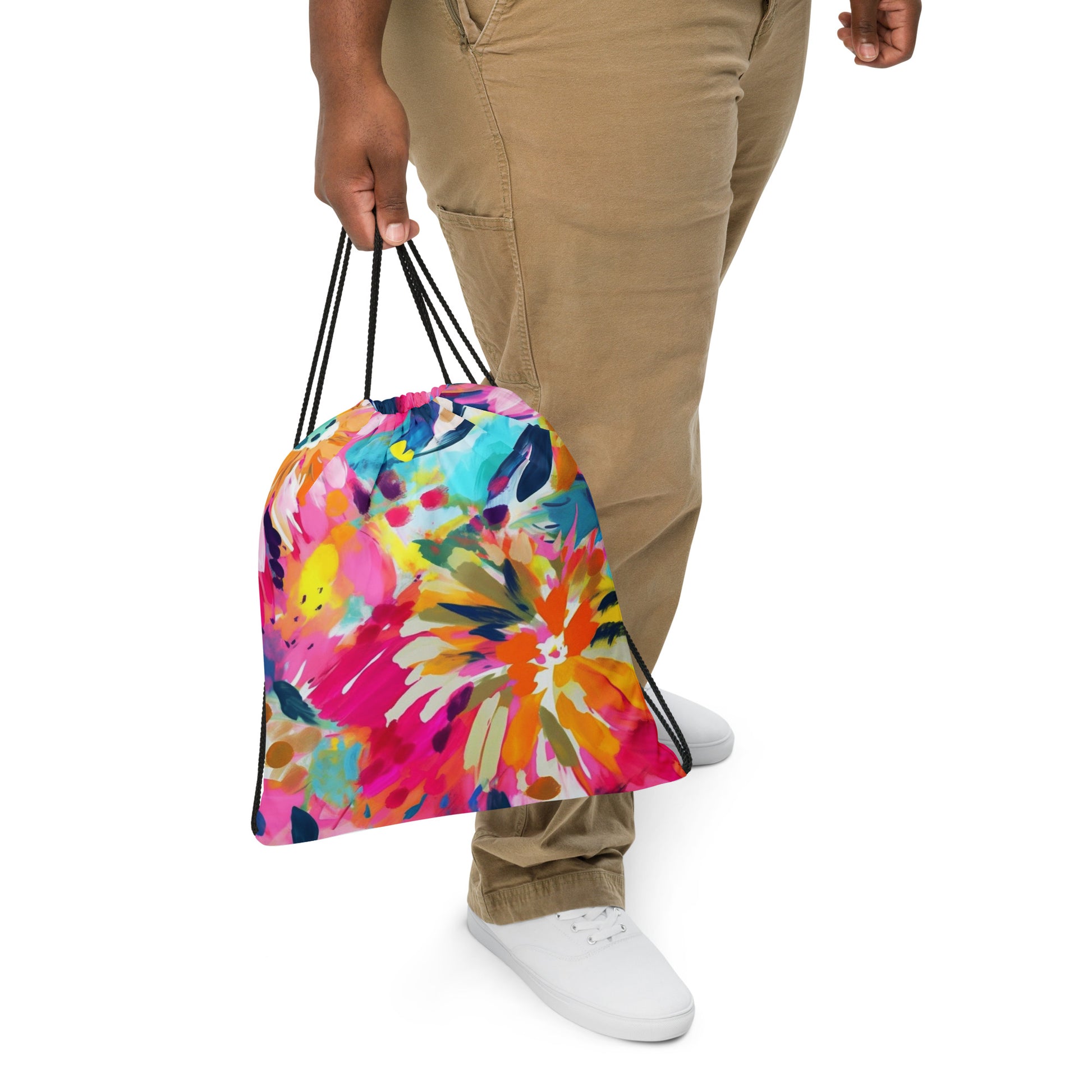 Drawstring bag- Watercolor Summer flowers 05