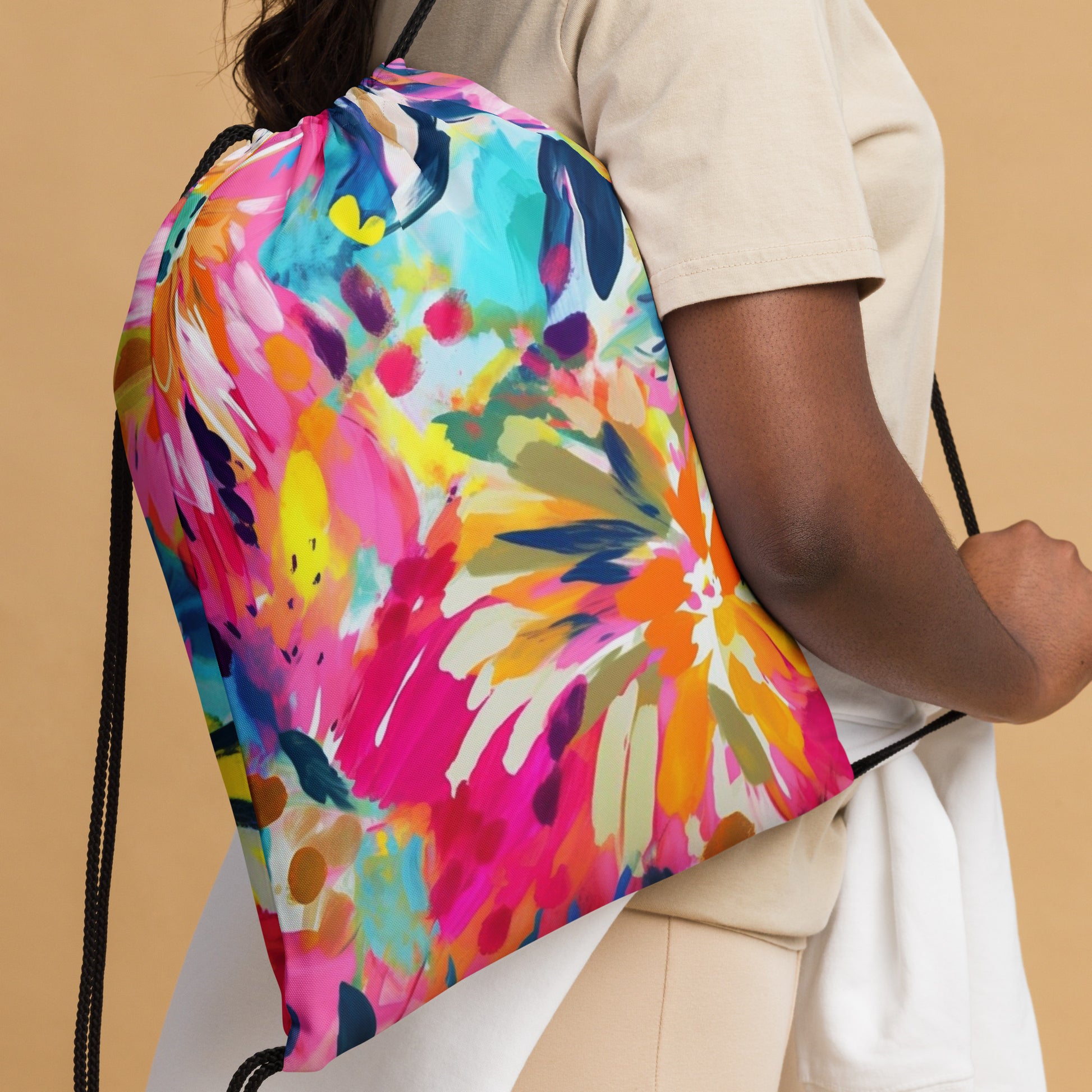 Drawstring bag- Watercolor Summer flowers 04