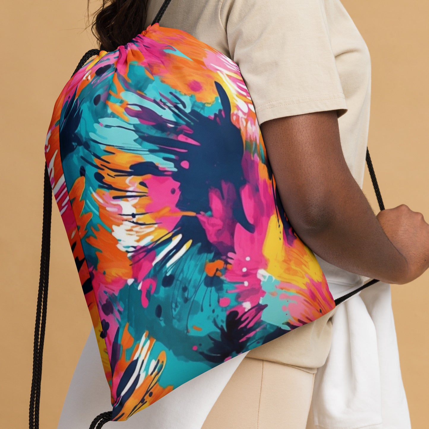 Drawstring bag- Watercolor Summer flowers 06