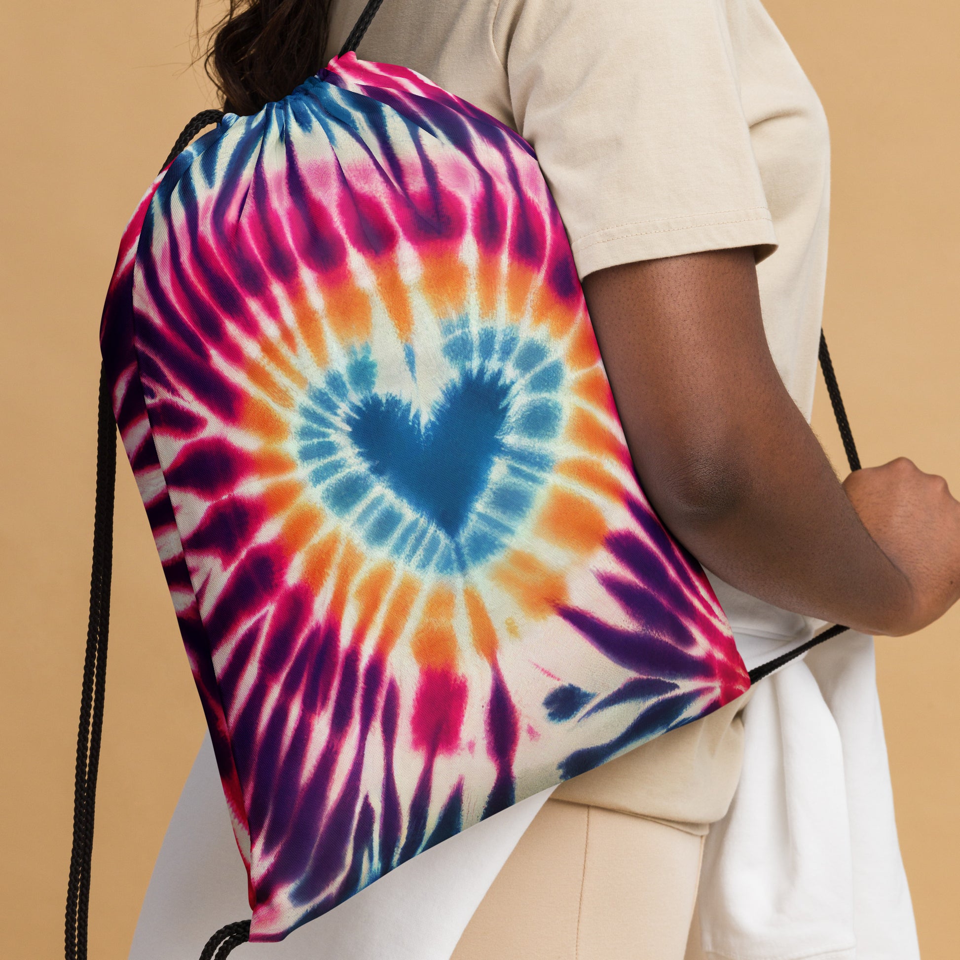 Drawstring bag- Tie Dye Hearts 04