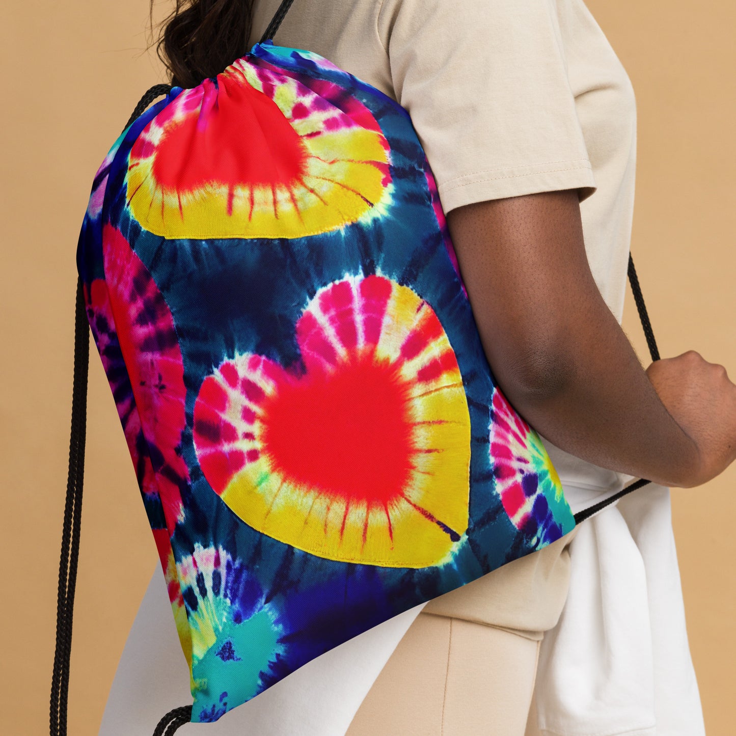 Drawstring bag- Tie Dye Hearts 07