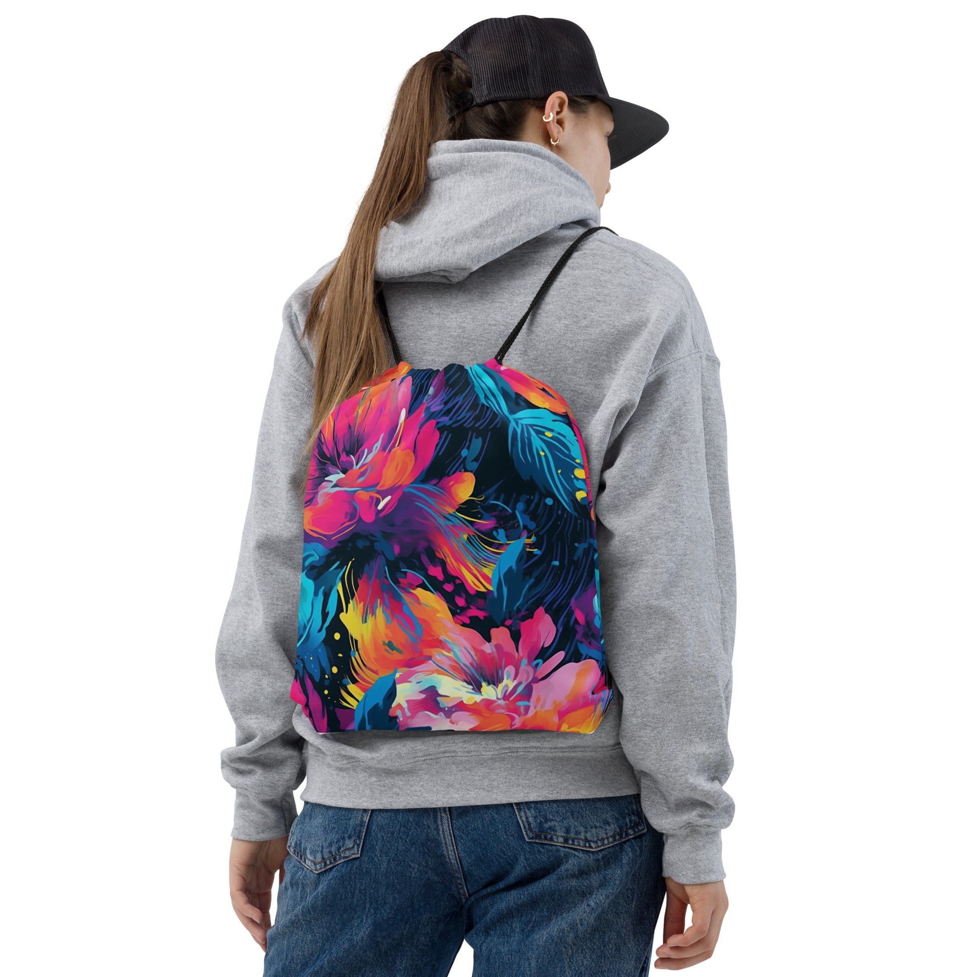 Drawstring bag- Watercolor Summer flowers 02