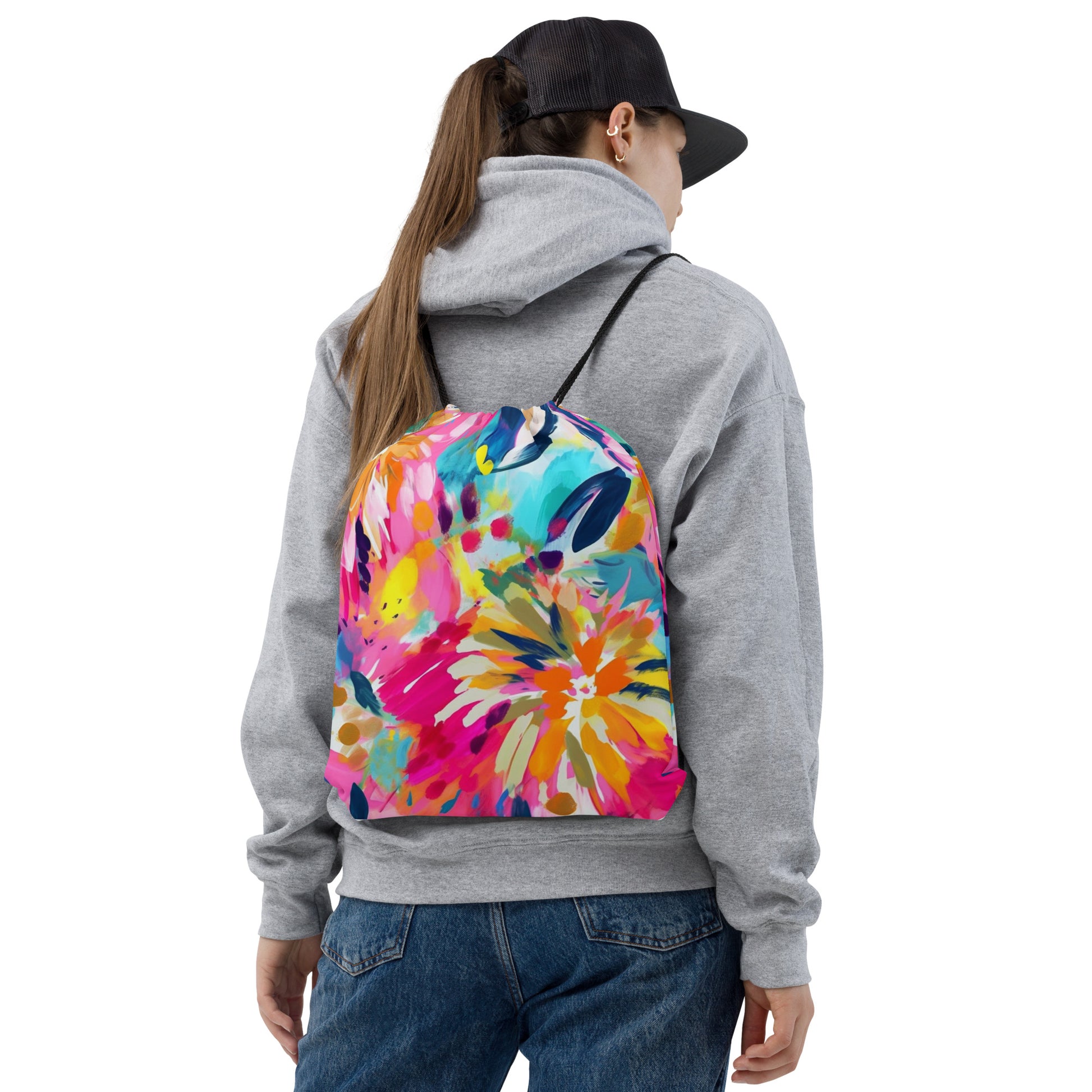 Drawstring bag- Watercolor Summer flowers 03