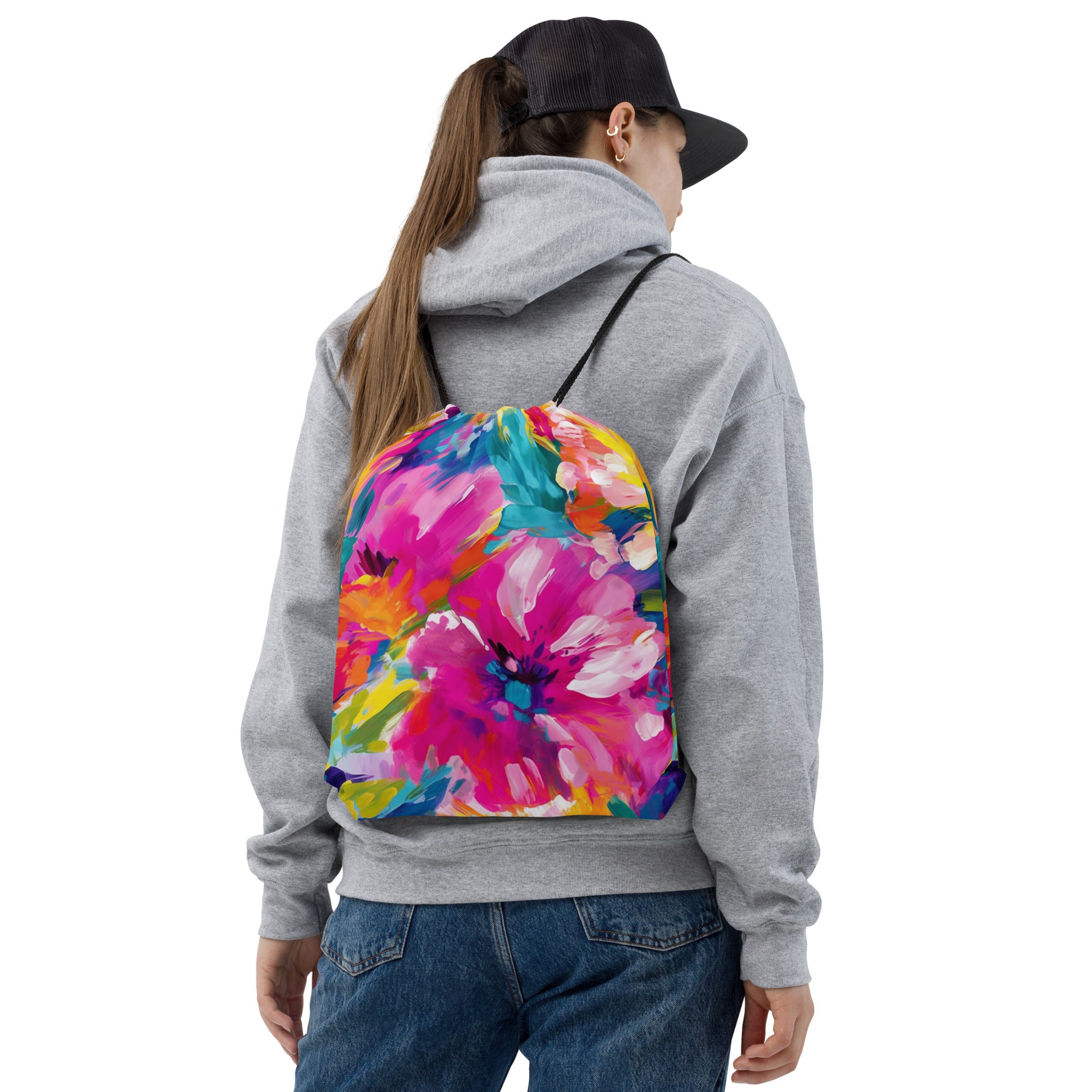 Drawstring bag- Watercolor Summer flowers 04