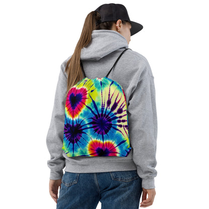 Drawstring bag- Tie Dye Hearts 02