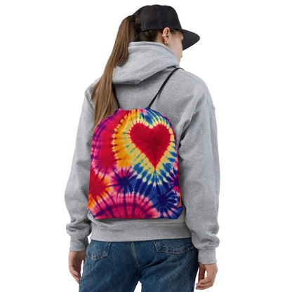 Drawstring bag- Tie Dye Hearts 03