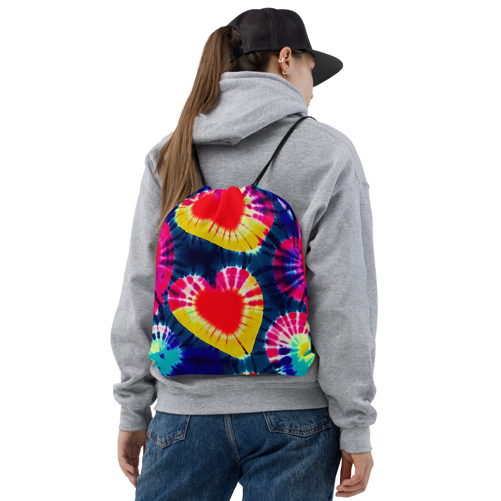 Drawstring bag- Tie Dye Hearts 05