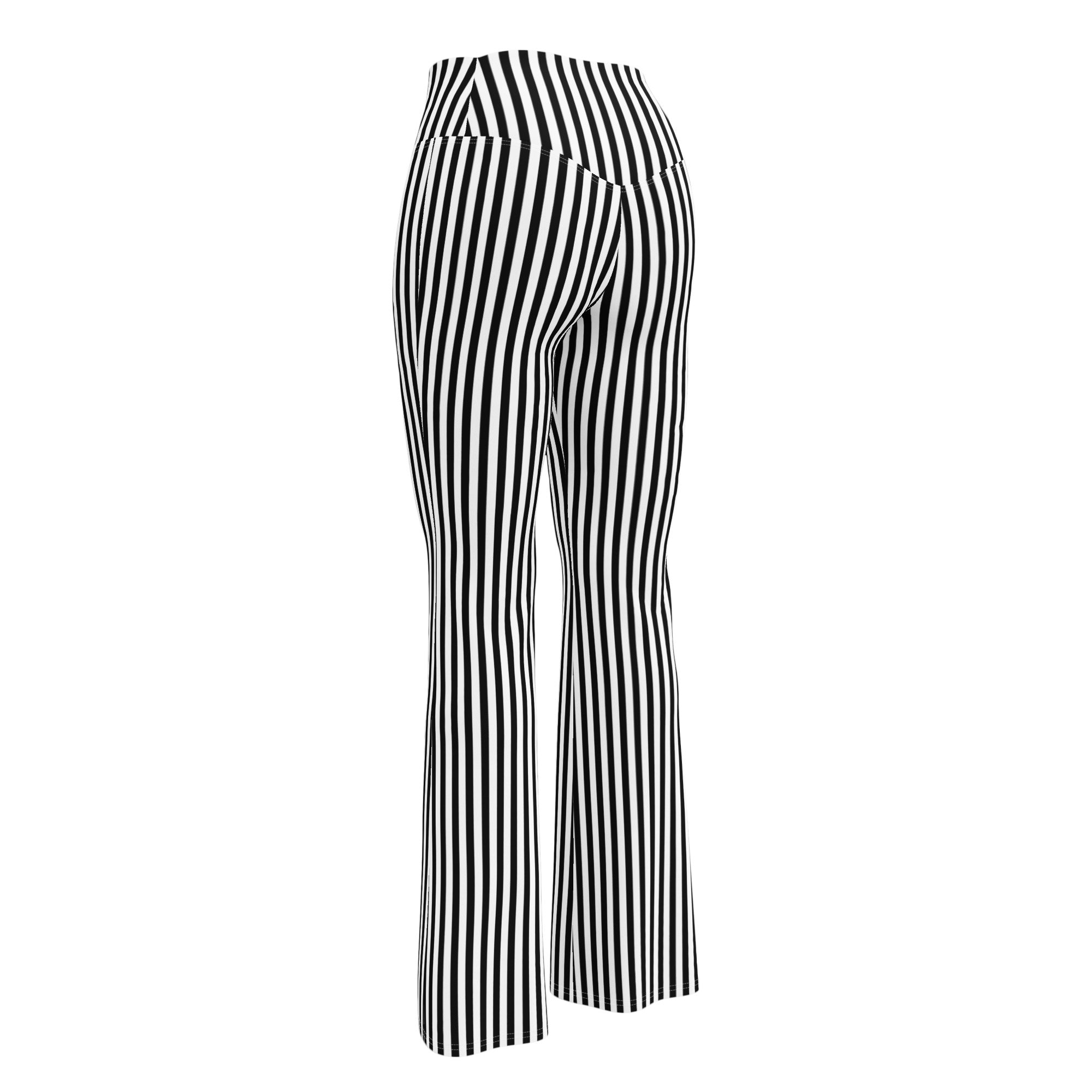 Flare leggings- White and Black Stripes