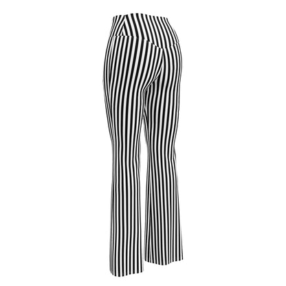 Flare leggings- White and Black Stripes