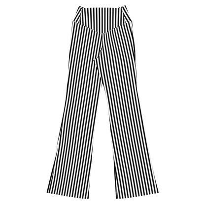 Flare leggings- White and Black Stripes