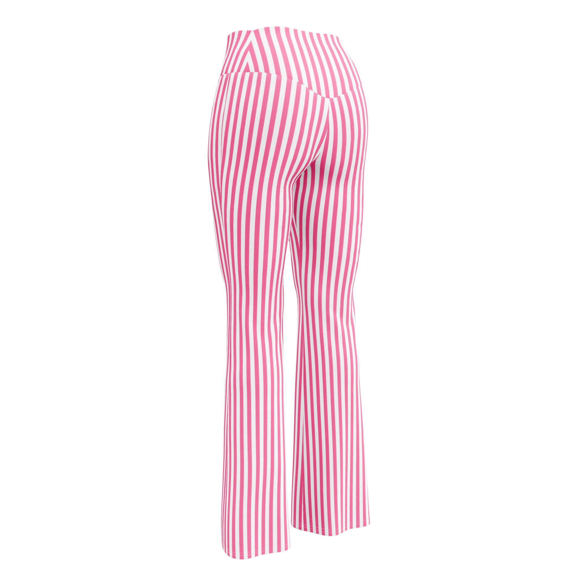 Flare leggings- White and Pink Stripes