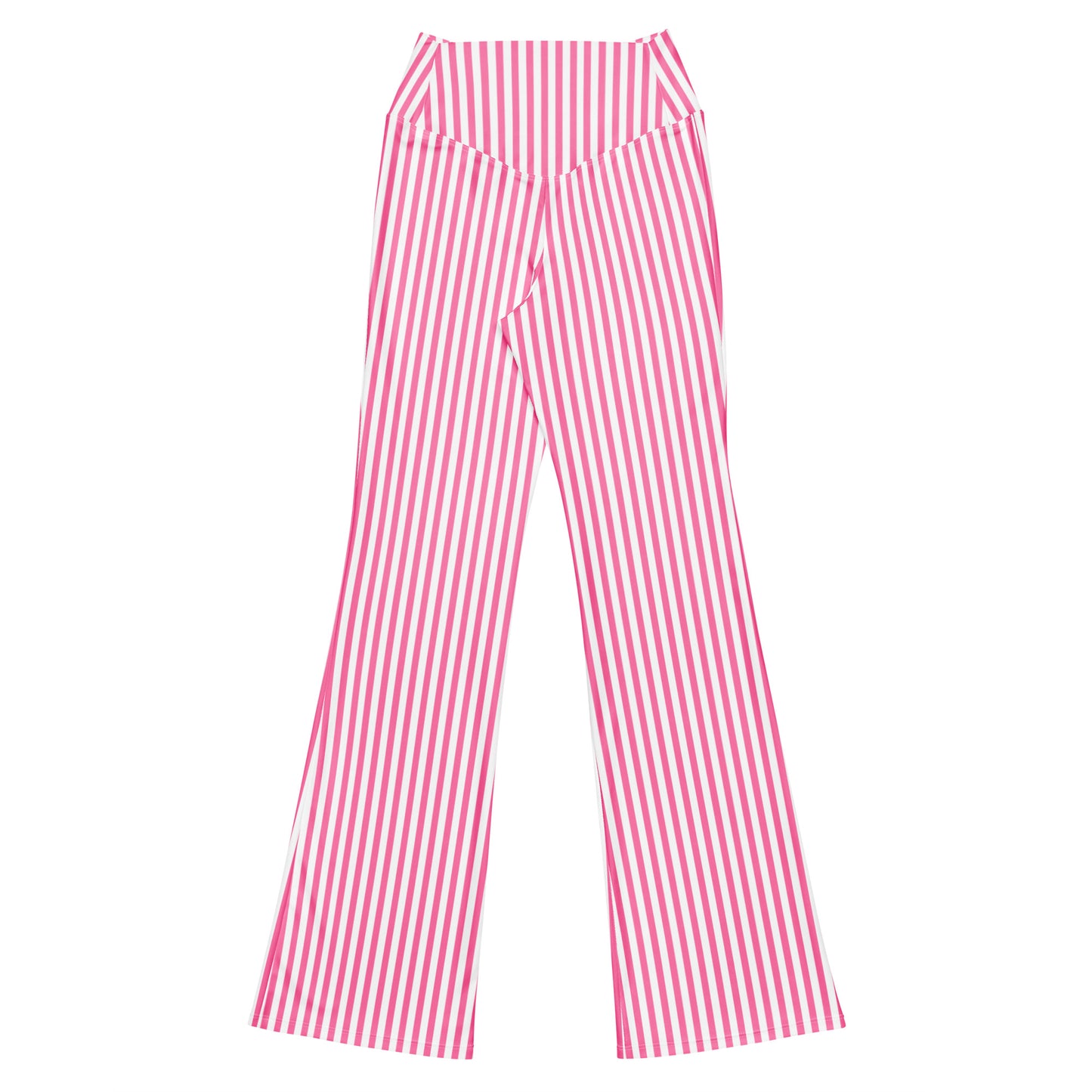 Flare leggings- White and Pink Stripes