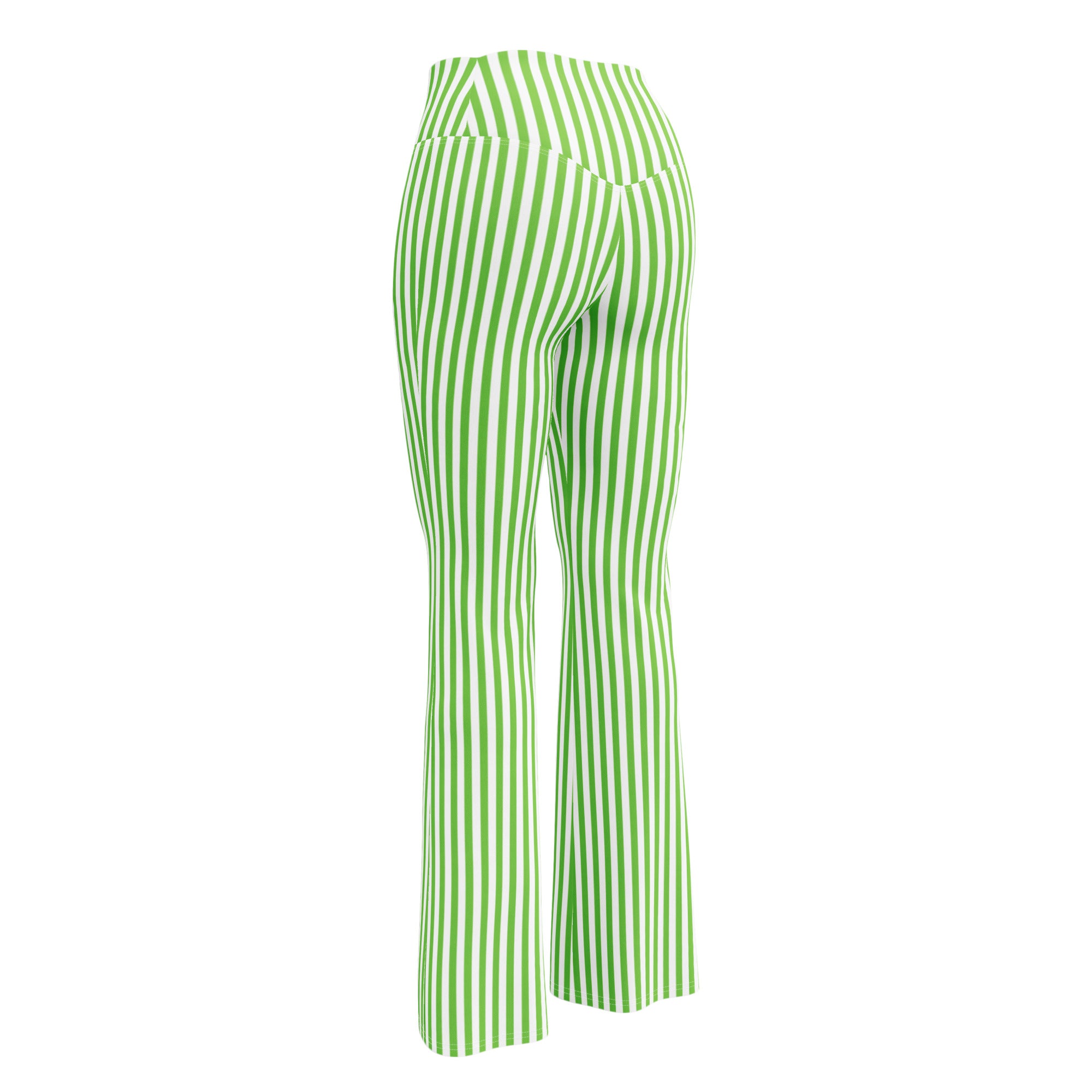 Flare leggings- White and Green Stripes