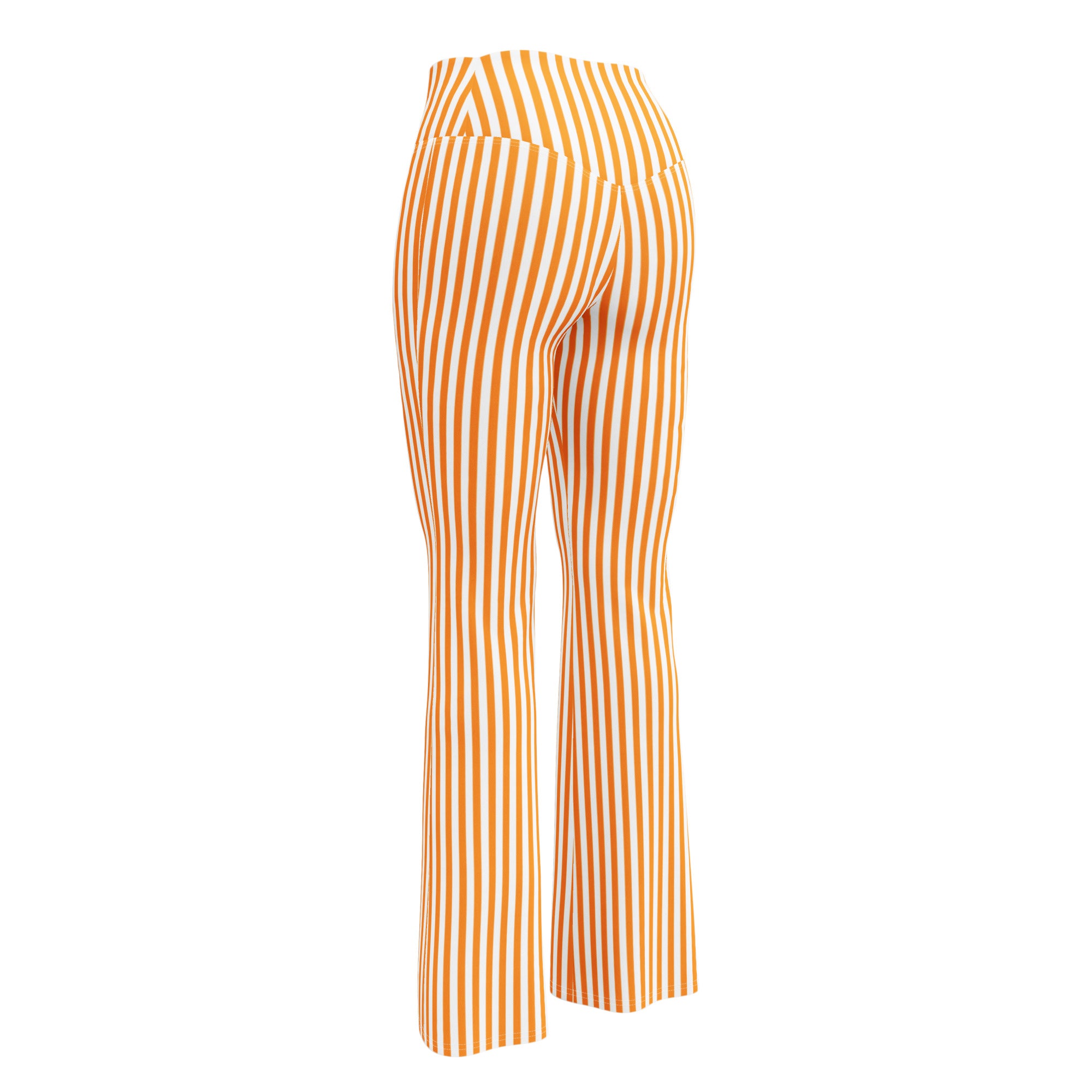 Flare leggings- White and Orange Stripes