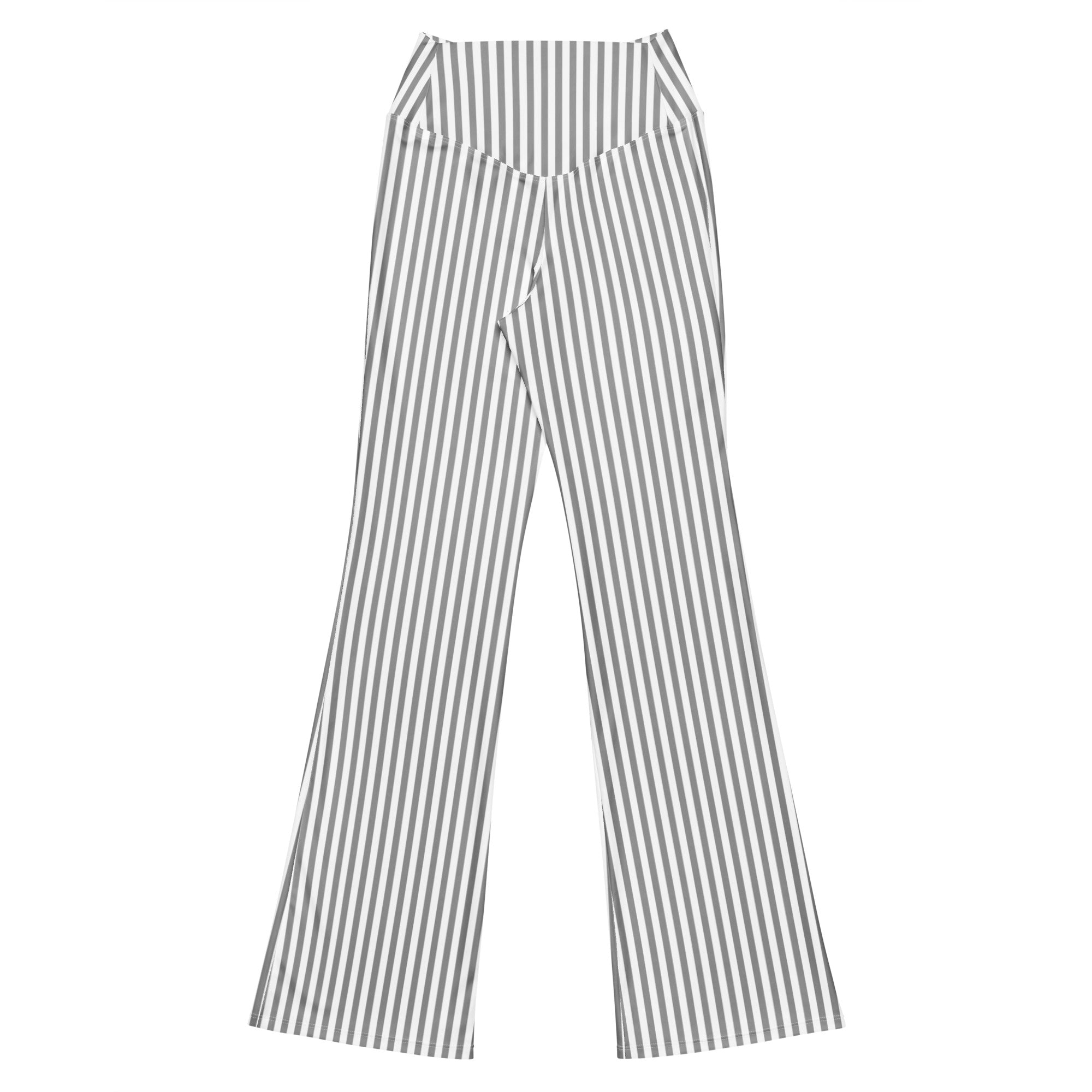 Flare leggings- White and Grey Stripes