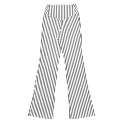 Flare leggings- White and Grey Stripes