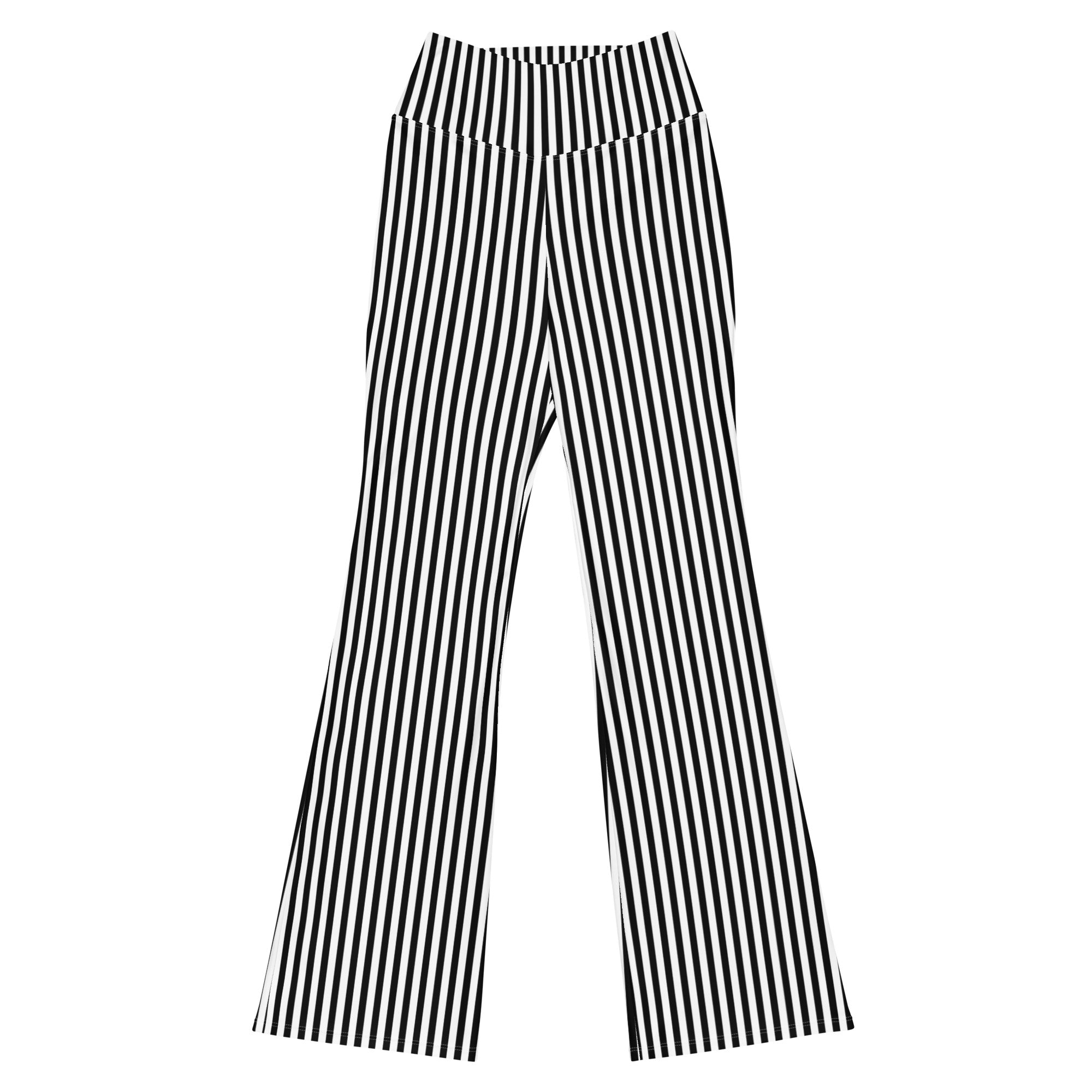 Flare leggings- White and Black Stripes