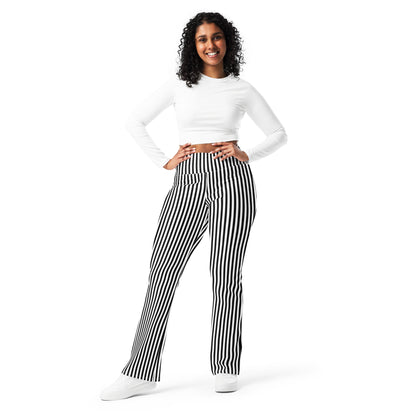 Flare leggings- White and Black Stripes