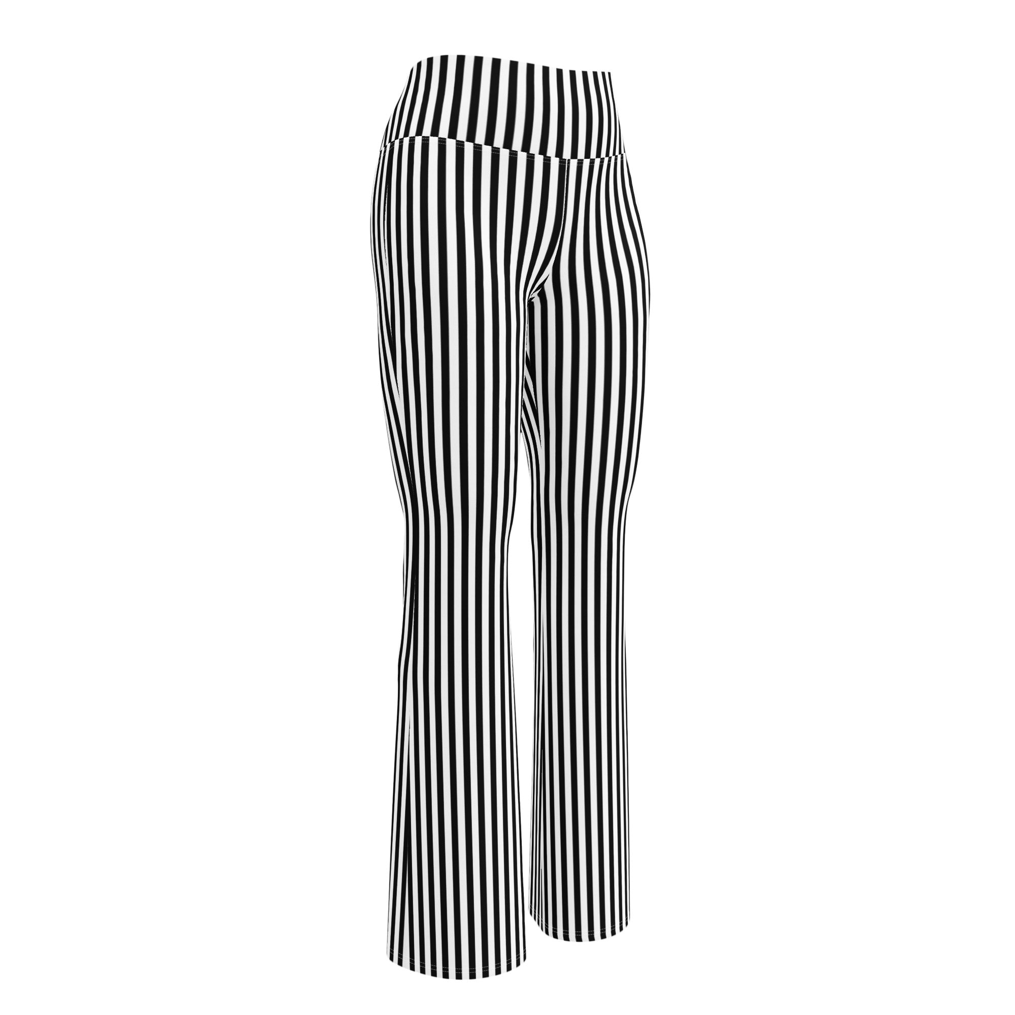 Flare leggings- White and Black Stripes