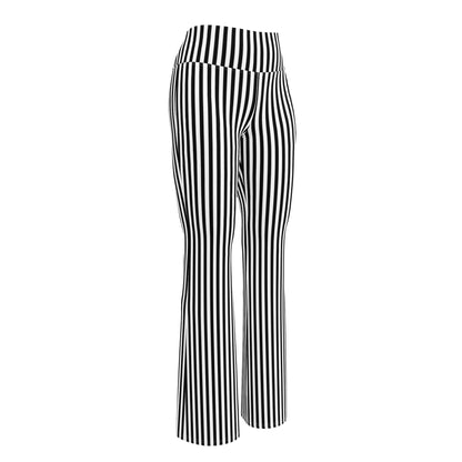 Flare leggings- White and Black Stripes