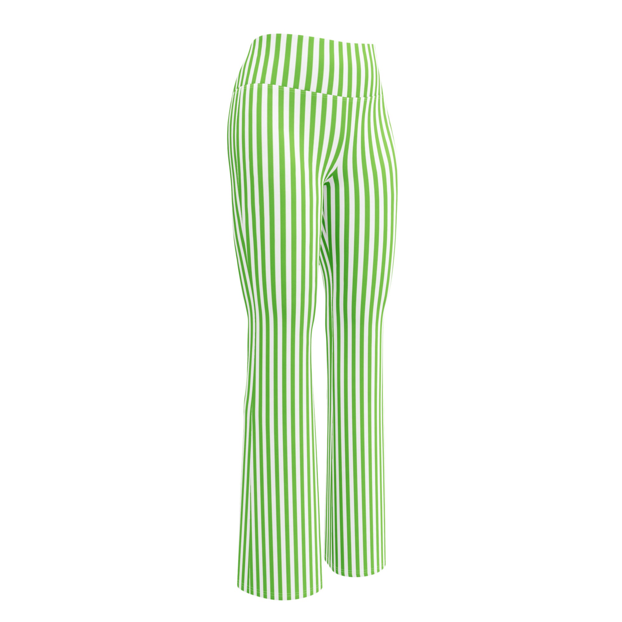 Flare leggings- White and Green Stripes