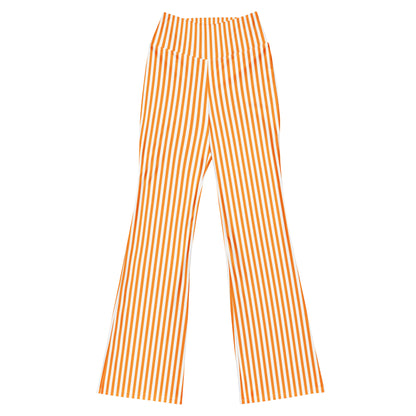 Flare leggings- White and Orange Stripes