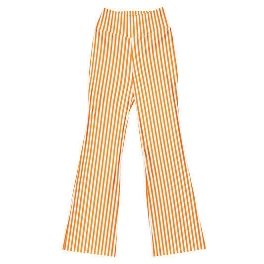 Flare leggings- White and Orange Stripes