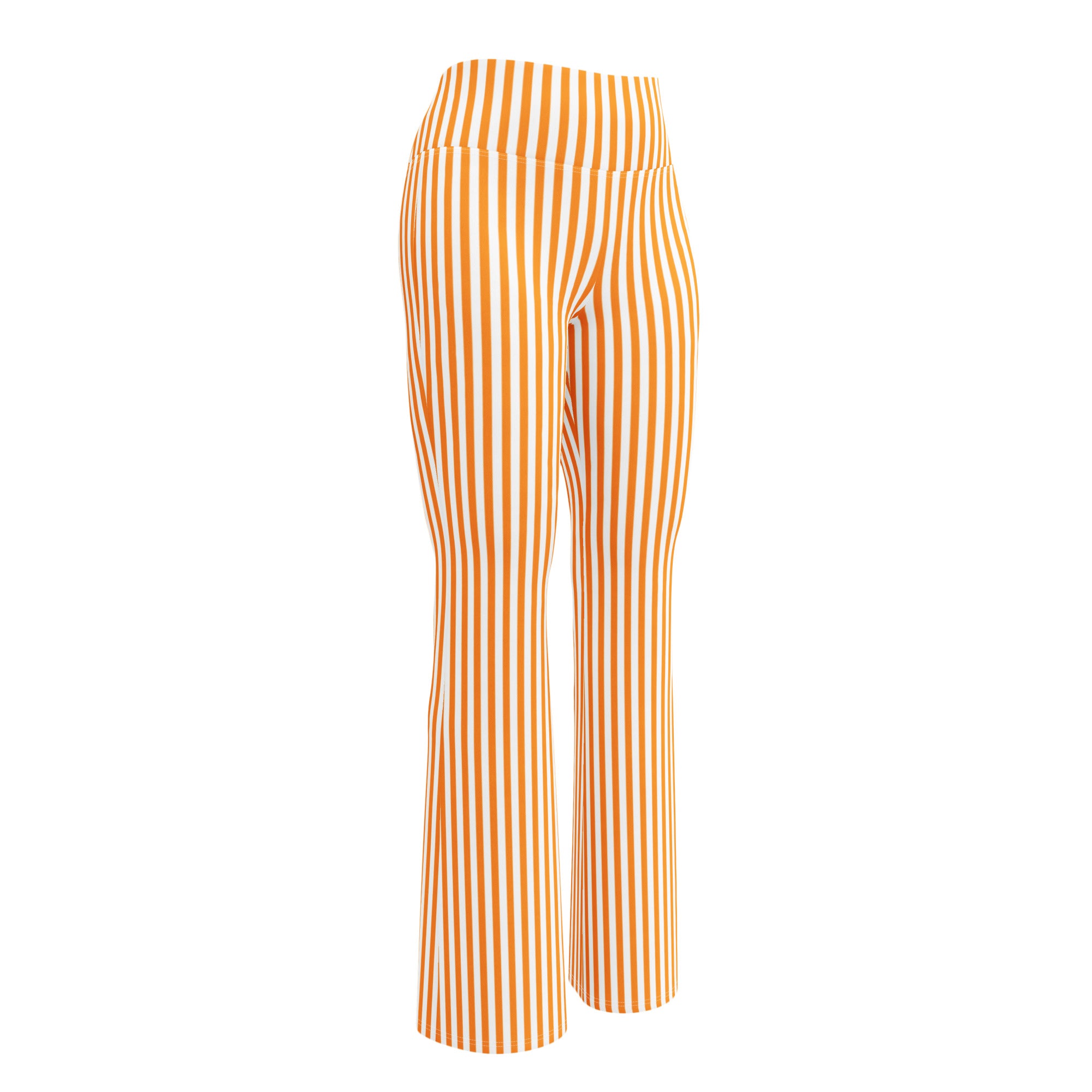 Flare leggings- White and Orange Stripes