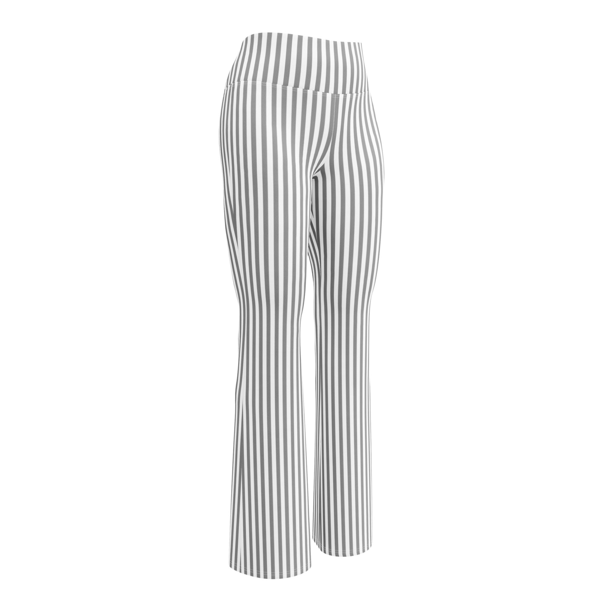 Flare leggings- White and Grey Stripes