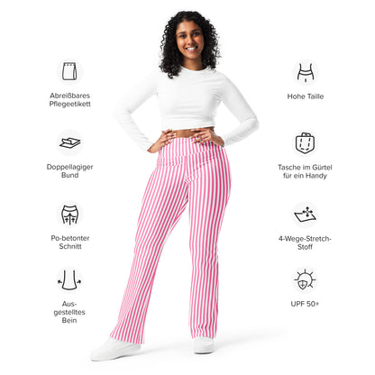 Flare leggings- White and Pink Stripes
