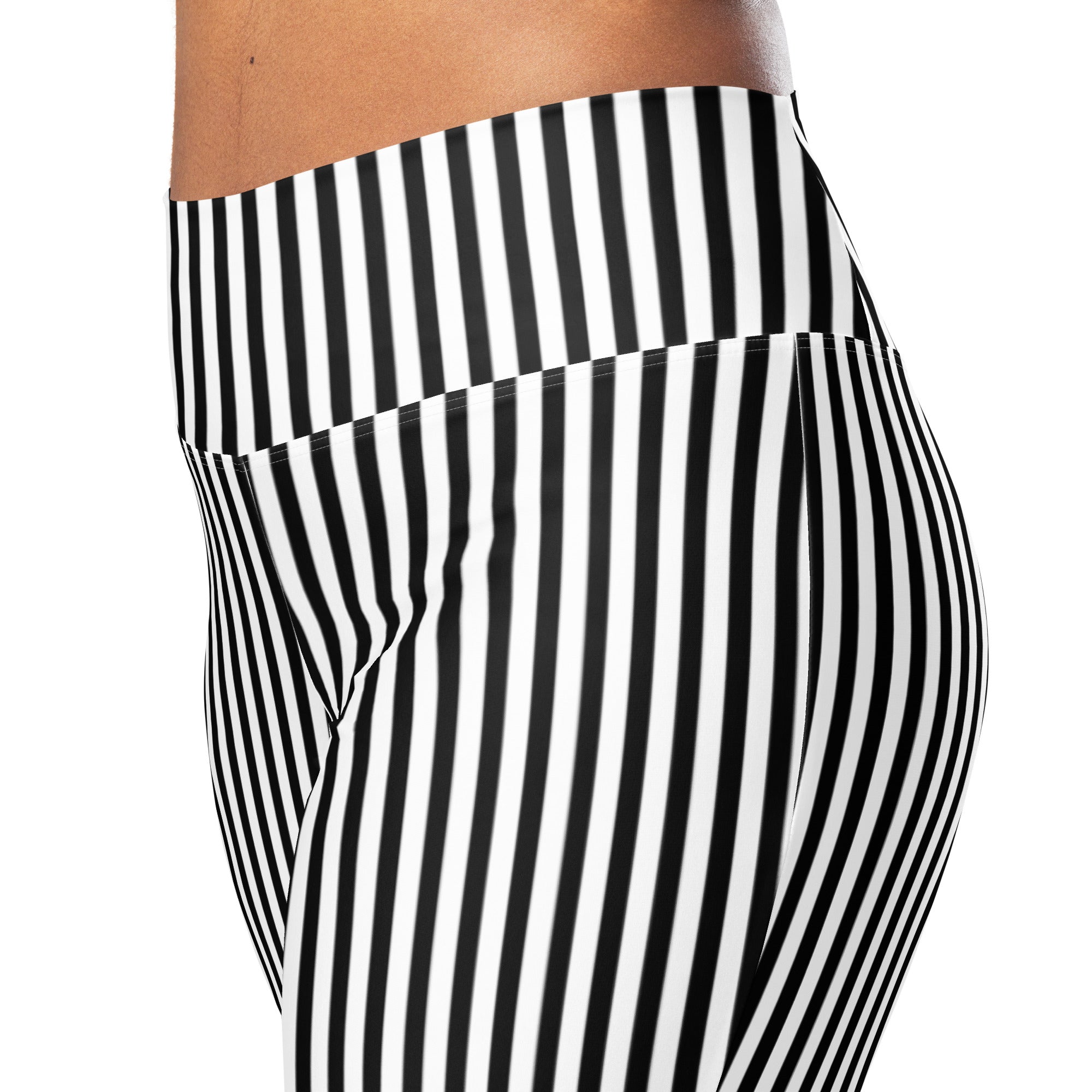 Flare leggings- White and Black Stripes