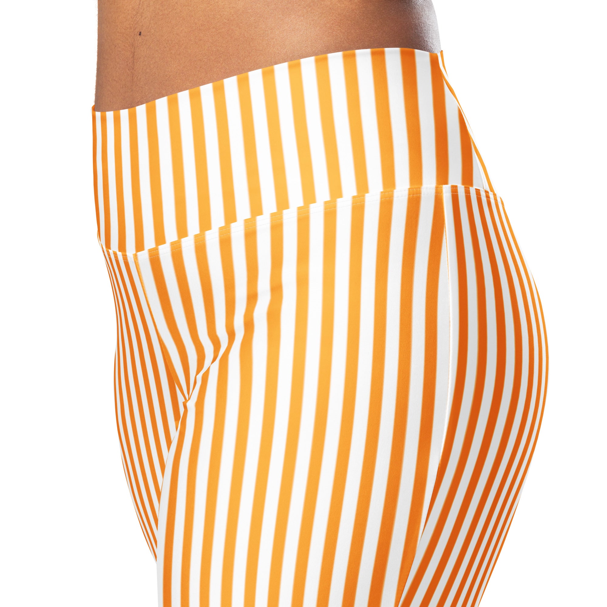 Flare leggings- White and Orange Stripes