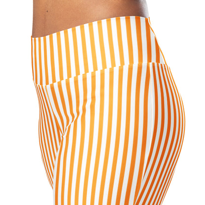 Flare leggings- White and Orange Stripes