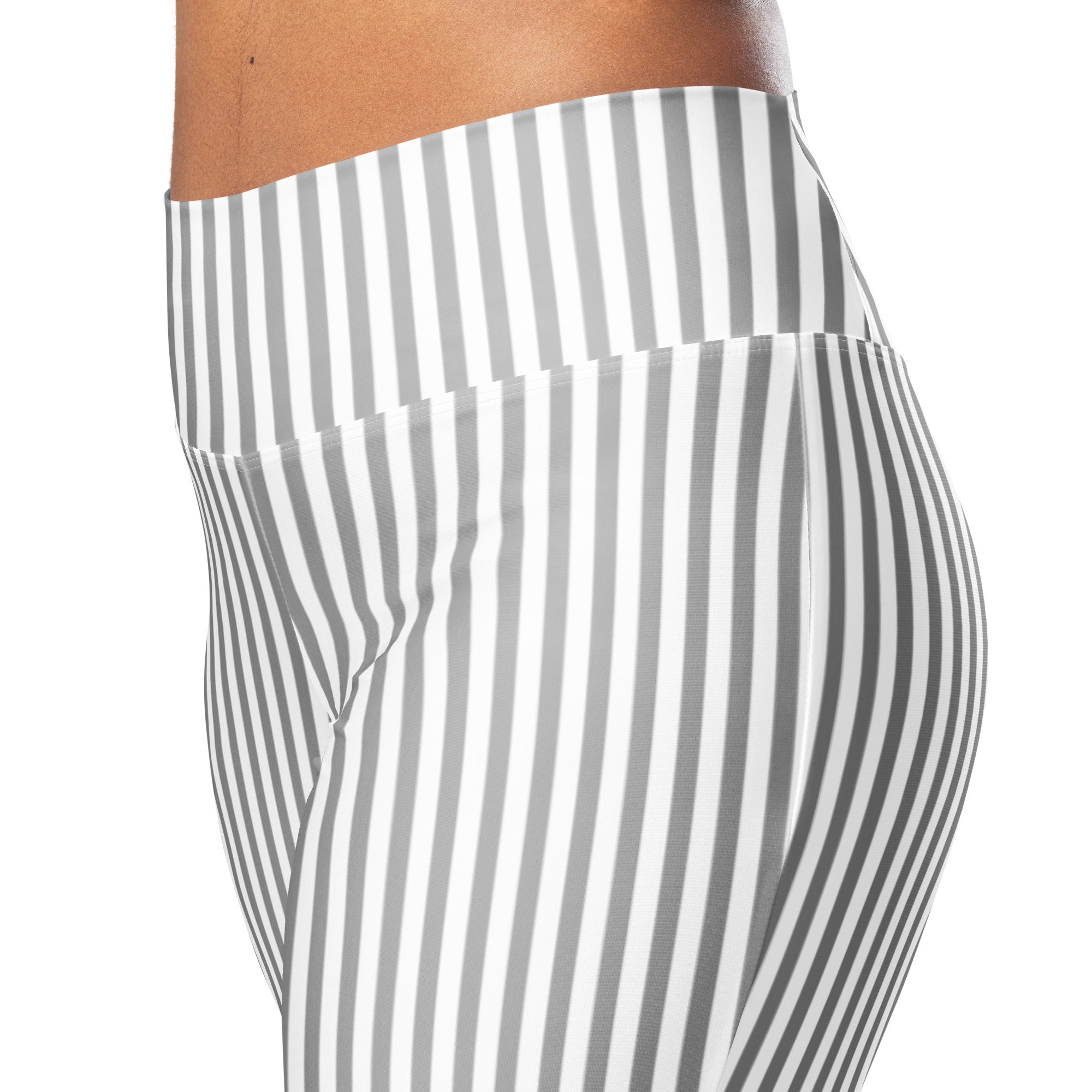 Flare leggings- White and Grey Stripes