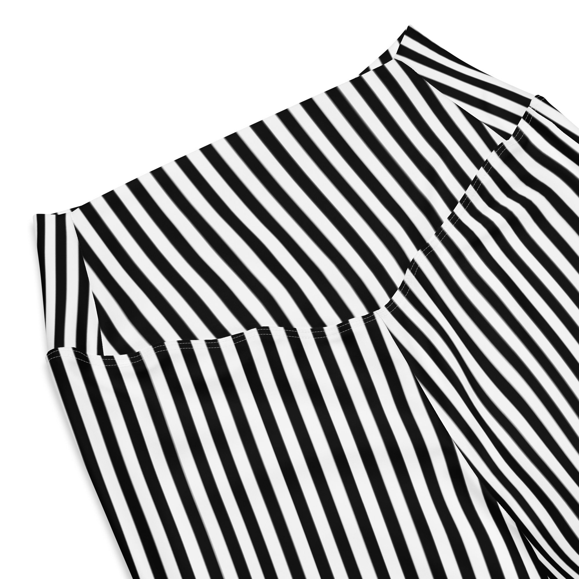 Flare leggings- White and Black Stripes