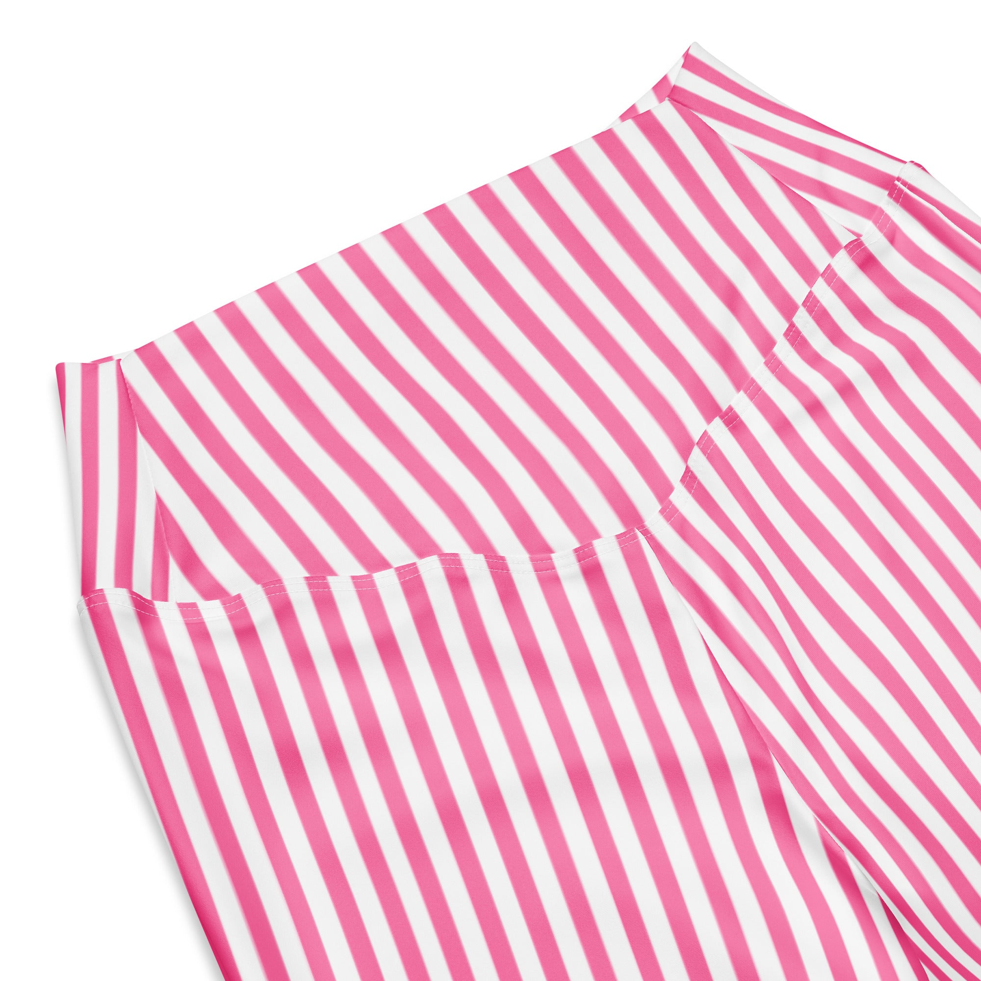 Flare leggings- White and Pink Stripes