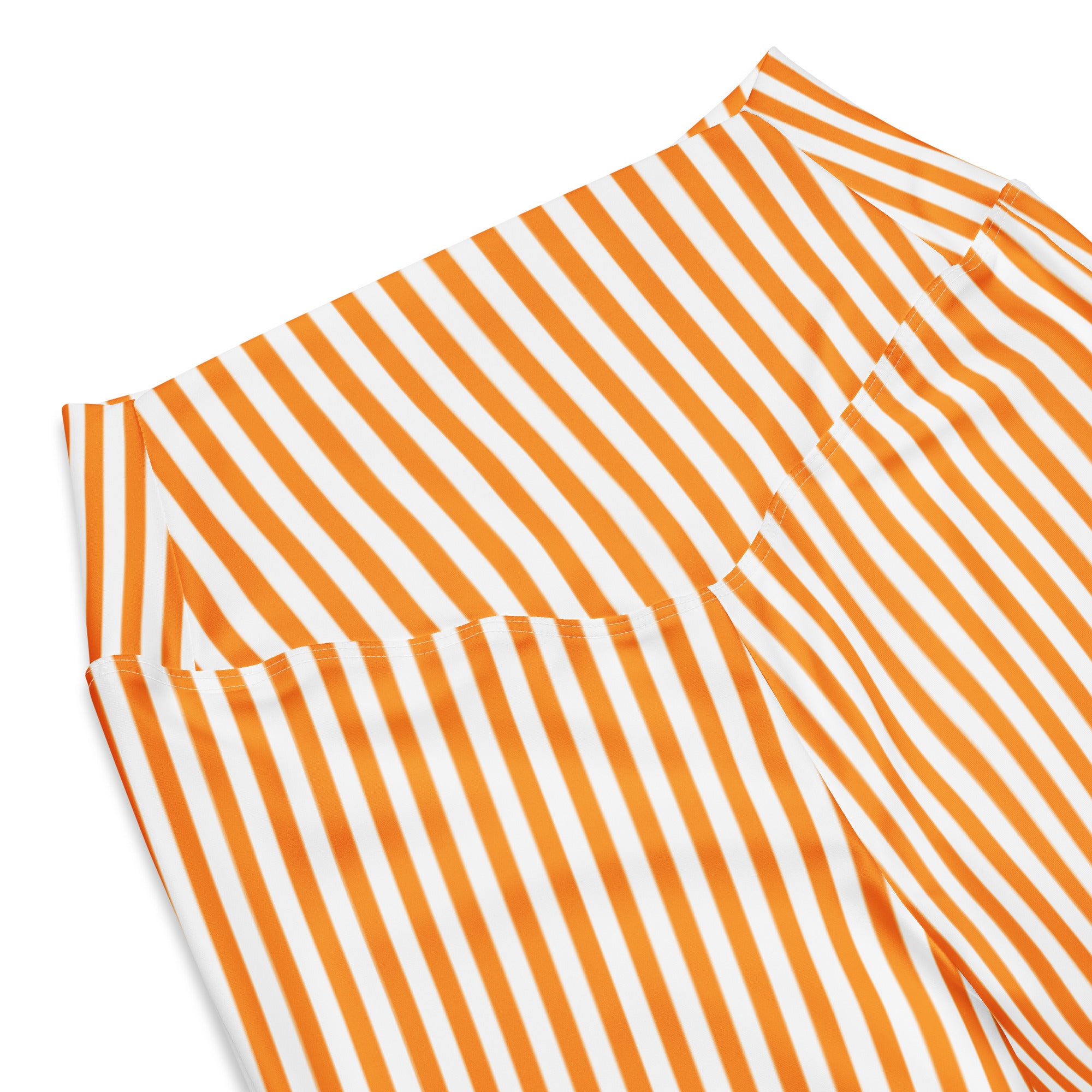 Flare leggings- White and Orange Stripes