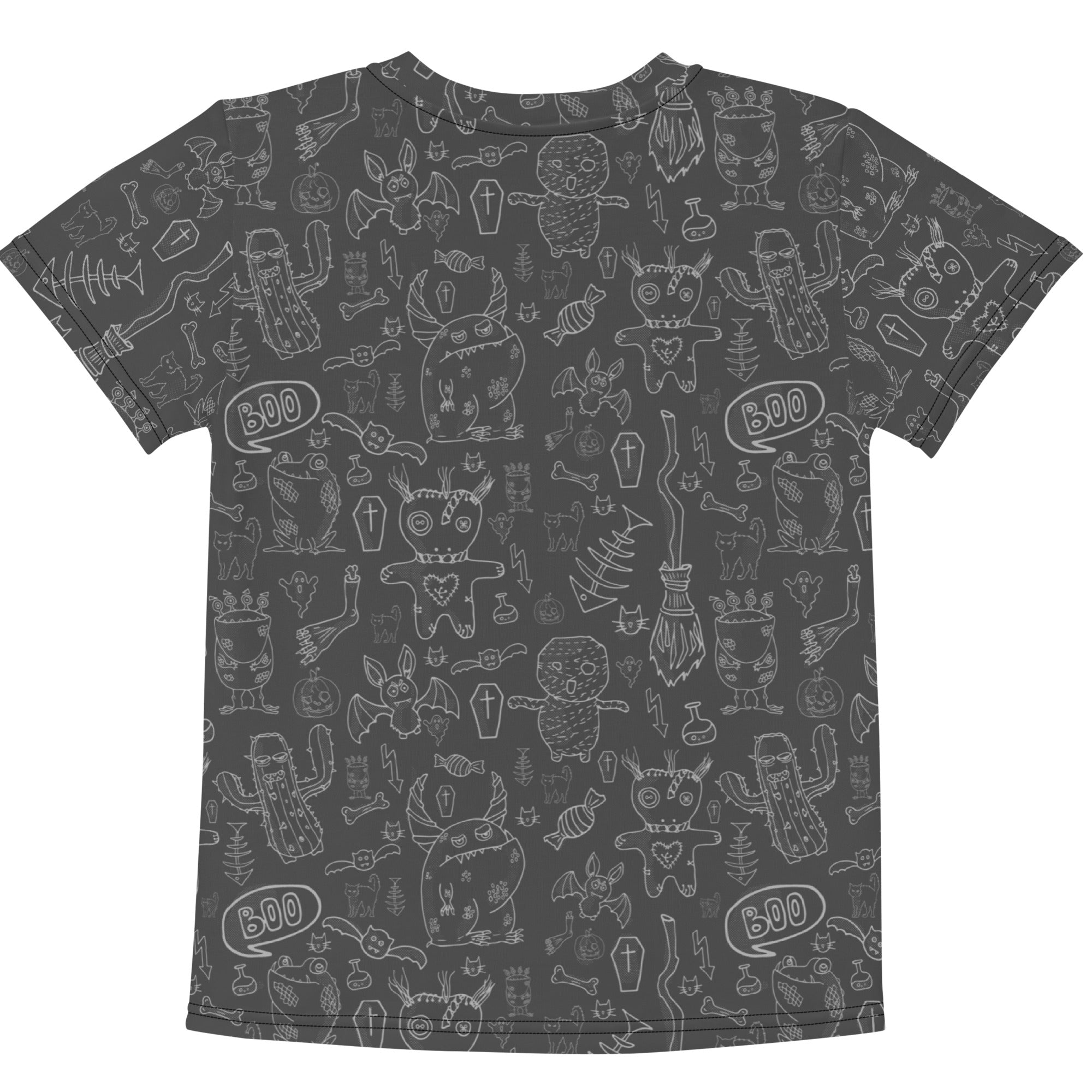 Kids crew neck t-shirt-Spooky Doodles II