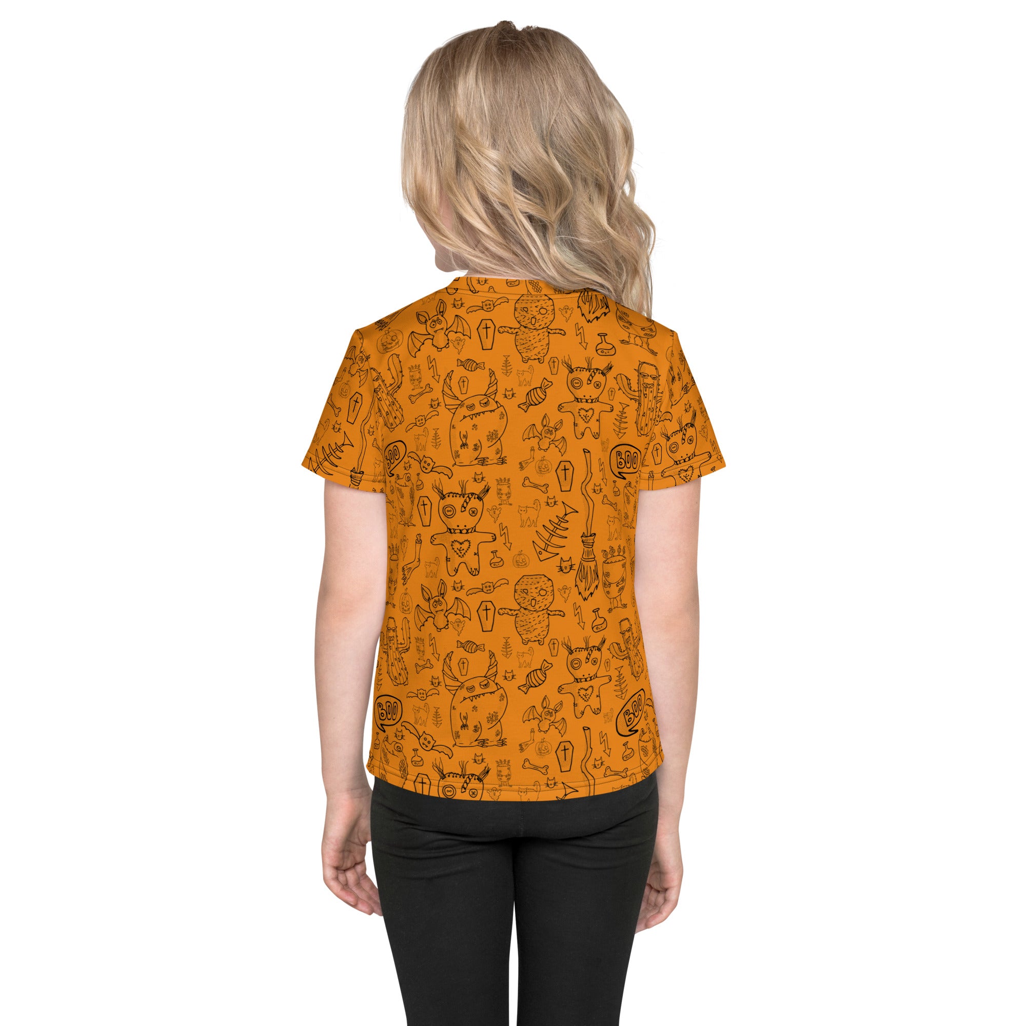 Kids crew neck t-shirt-Spooky Doodles I