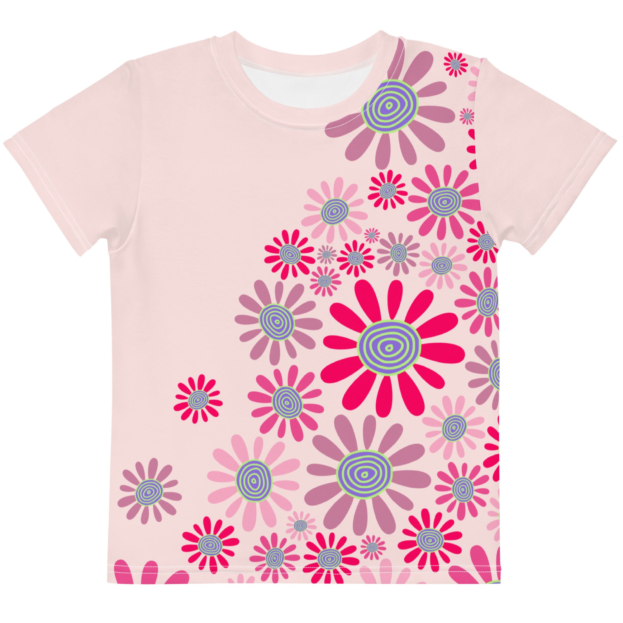 Kids crew neck t-shirt-Daisy Flower Garden IV