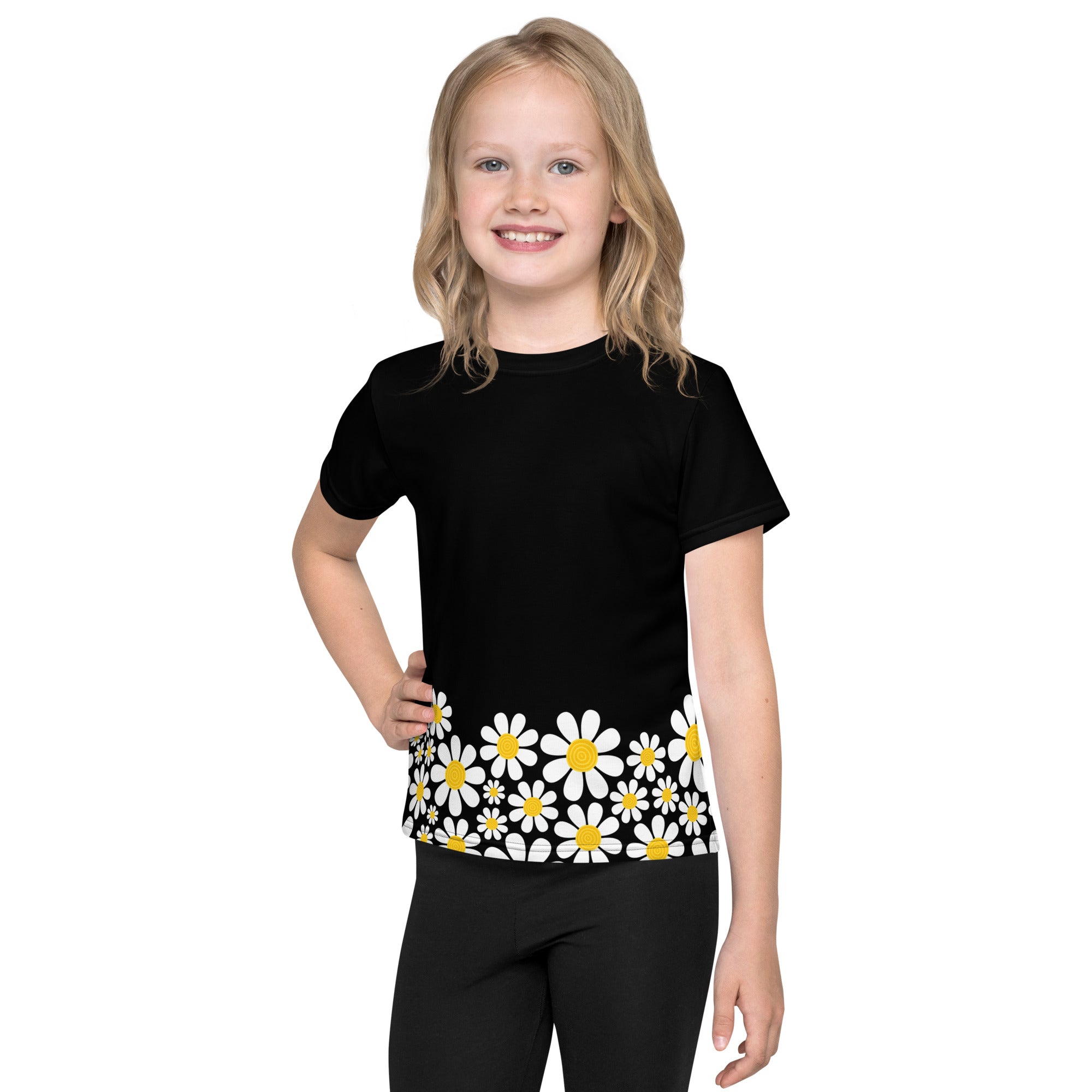 Kids crew neck t-shirt-Daisy Flower Garden III