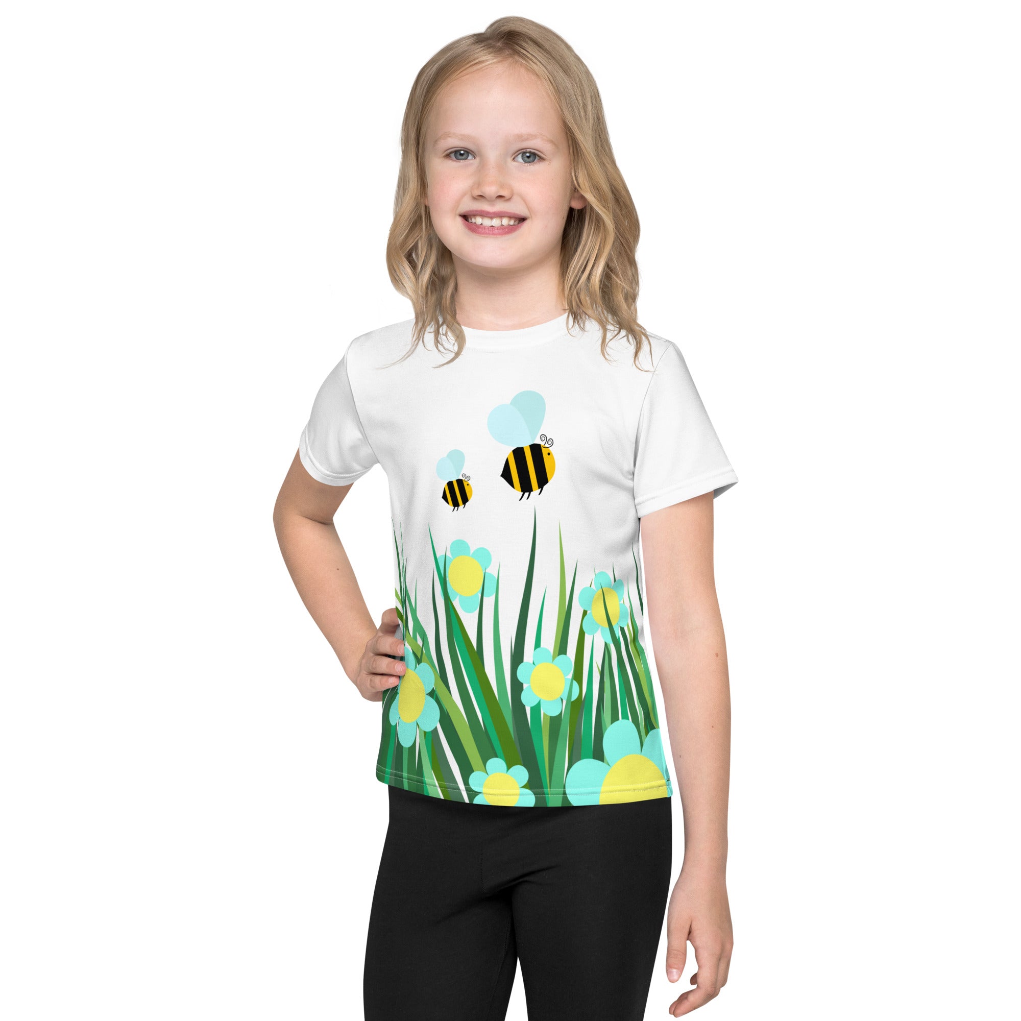 Kids crew neck t-shirt-Beetiful Flower Garden