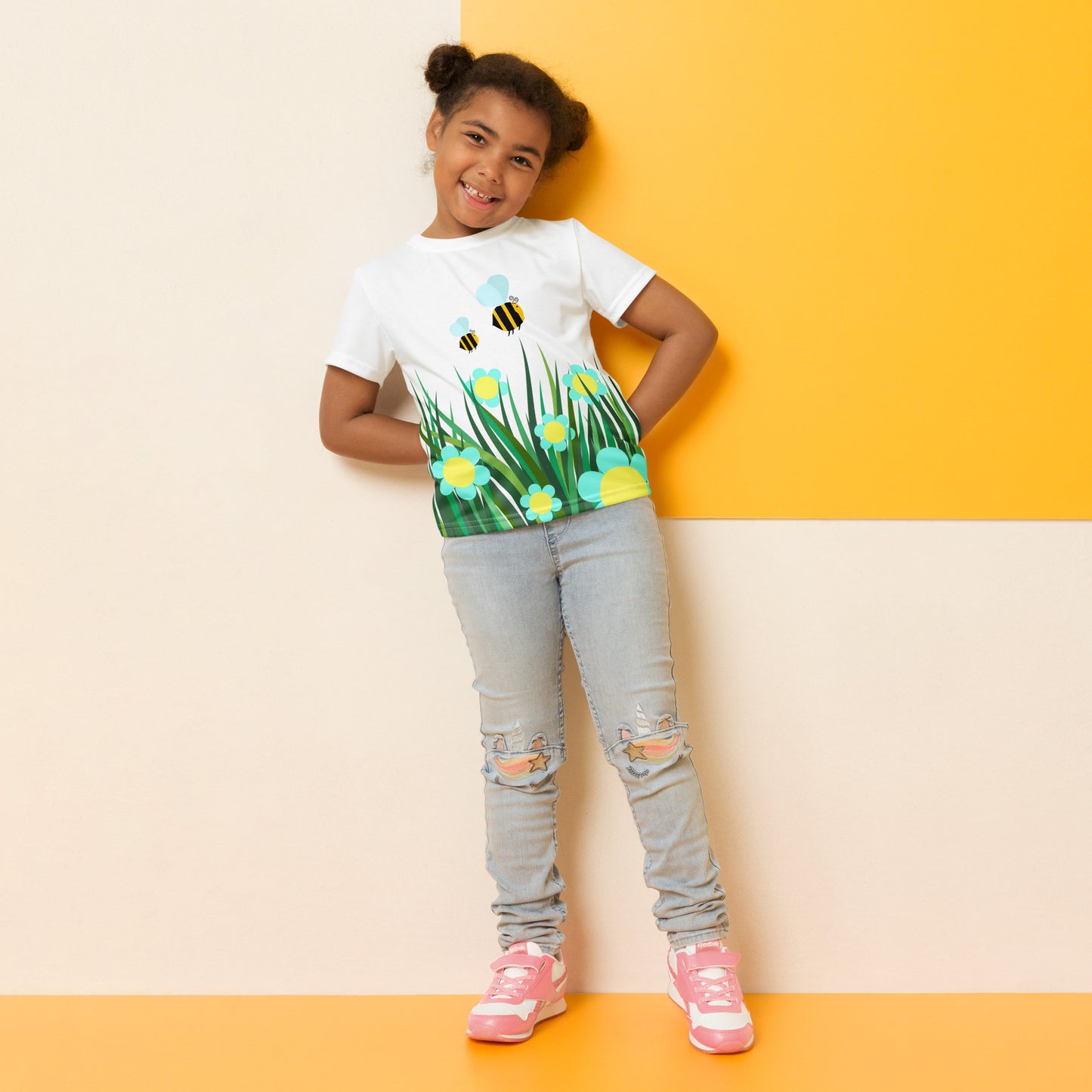 Kids crew neck t-shirt-Beetiful Flower Garden